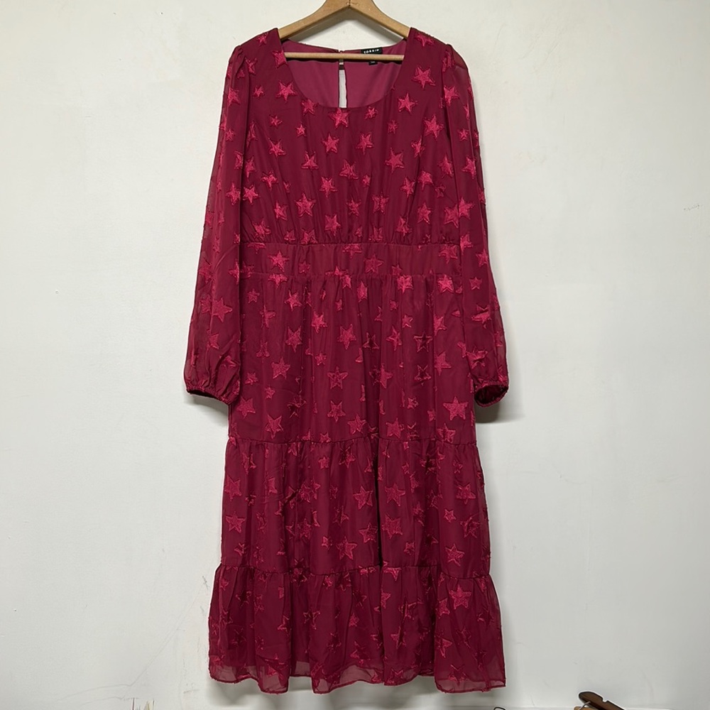Torrid Maroon Star Cutout Midi Dress